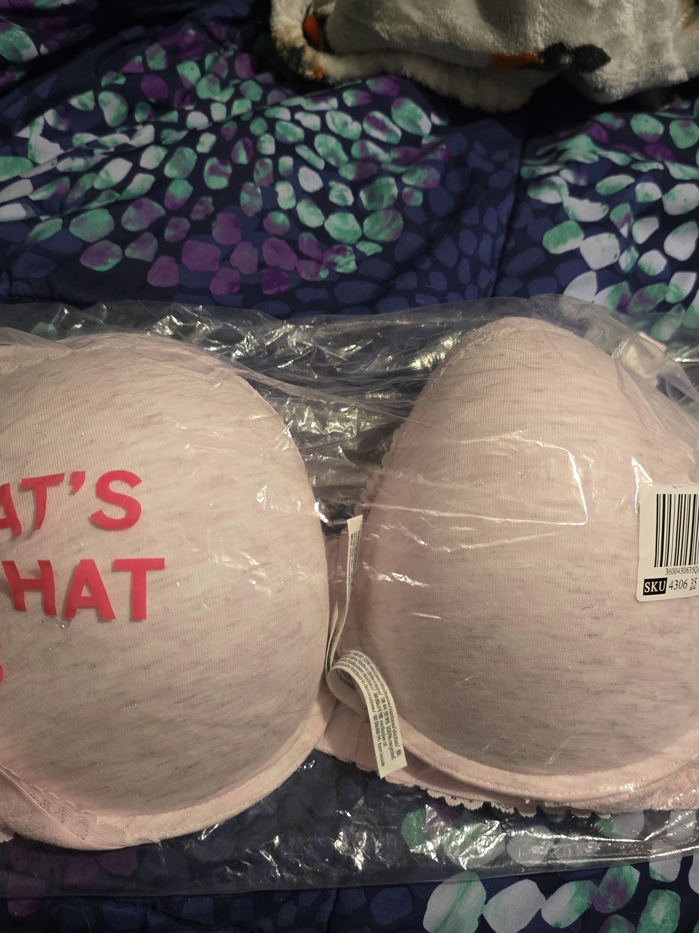 PINK Victoria's Secret Light Pink Padded Bra with Hot Pink Lettering